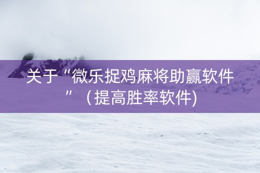 关于“微乐捉鸡麻将助赢软件”（提高胜率软件)