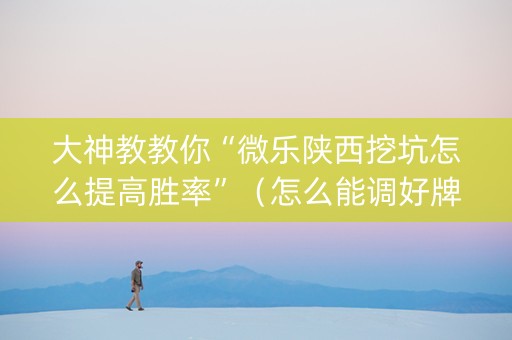 大神教教你“微乐陕西挖坑怎么提高胜率”（怎么能调好牌)