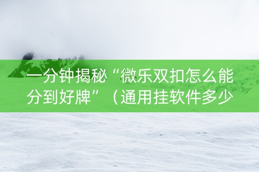 一分钟揭秘“微乐双扣怎么能分到好牌”（通用挂软件多少钱)
