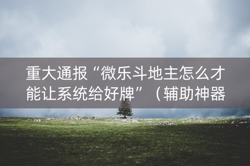 重大通报“微乐斗地主怎么才能让系统给好牌”（辅助神器免费)