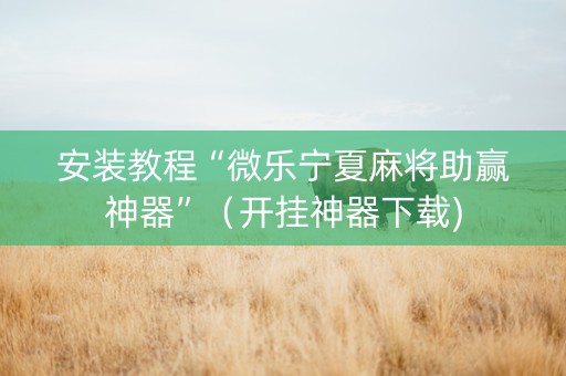 安装教程“微乐宁夏麻将助赢神器”（开挂神器下载)