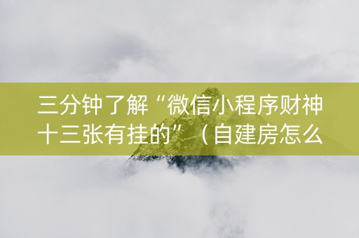 三分钟了解“微信小程序财神十三张有挂的”（自建房怎么赢)