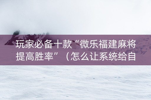 玩家必备十款“微乐福建麻将提高胜率”（怎么让系统给自己好牌)