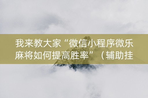 我来教大家“微信小程序微乐麻将如何提高胜率”（辅助挂发牌规律)