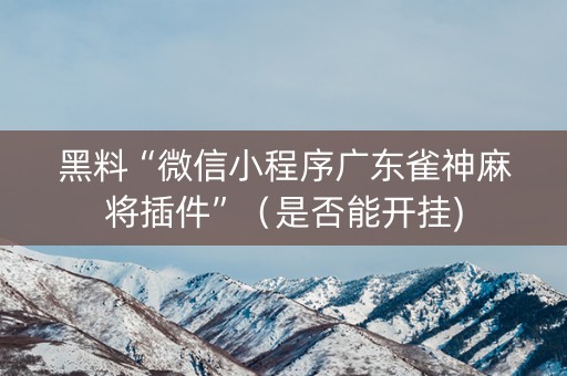 黑料“微信小程序广东雀神麻将插件”（是否能开挂)