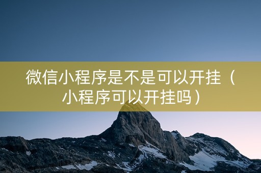 微信小程序是不是可以开挂（小程序可以开挂吗）