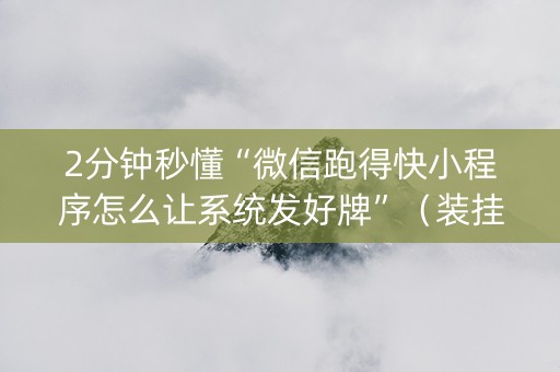2分钟秒懂“微信跑得快小程序怎么让系统发好牌”（装挂怎么安装)
