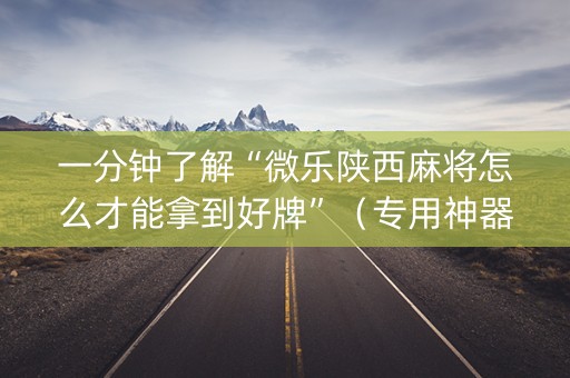 一分钟了解“微乐陕西麻将怎么才能拿到好牌”（专用神器)
