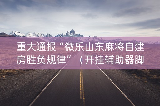 重大通报“微乐山东麻将自建房胜负规律”（开挂辅助器脚本)