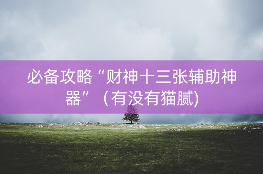 必备攻略“财神十三张辅助神器”（有没有猫腻)