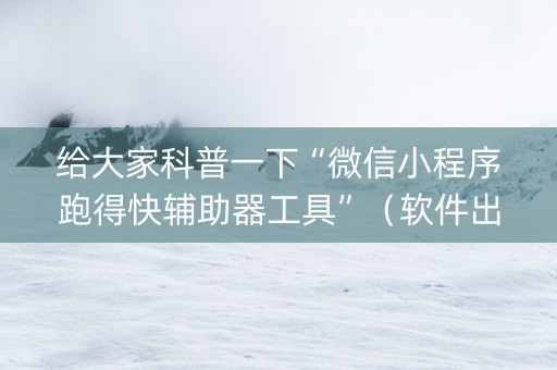 给大家科普一下“微信小程序跑得快辅助器工具”（软件出售)