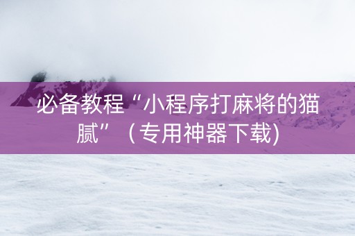 必备教程“小程序打麻将的猫腻”（专用神器下载)