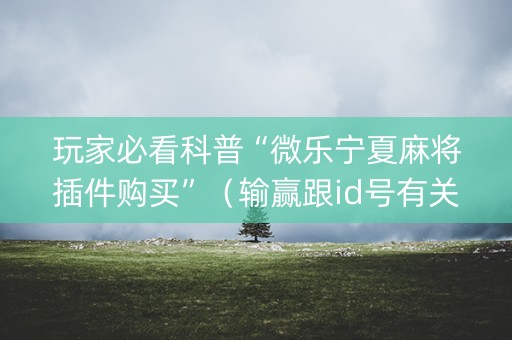 玩家必看科普“微乐宁夏麻将插件购买”（输赢跟id号有关系吗)