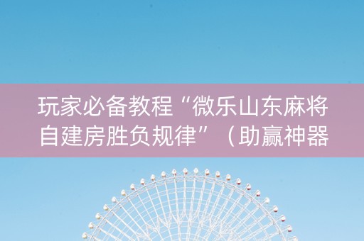 玩家必备教程“微乐山东麻将自建房胜负规律”（助赢神器购买)