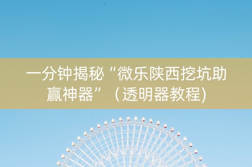 一分钟揭秘“微乐陕西挖坑助赢神器”（透明器教程)