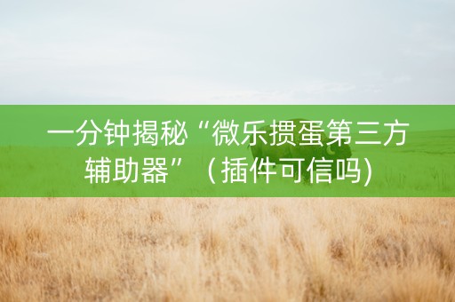 一分钟揭秘“微乐掼蛋第三方辅助器”（插件可信吗)