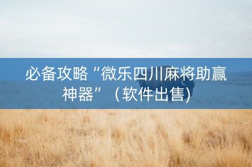 必备攻略“微乐四川麻将助赢神器”（软件出售)