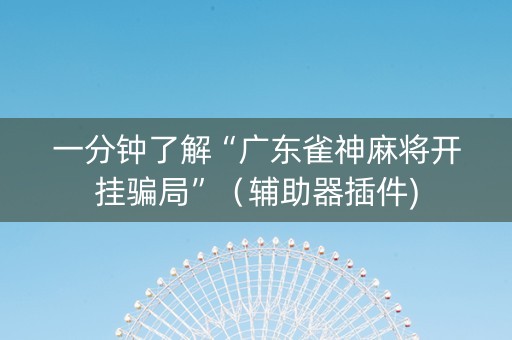 一分钟了解“广东雀神麻将开挂骗局”（辅助器插件)