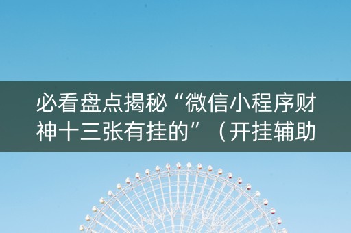 必看盘点揭秘“微信小程序财神十三张有挂的”（开挂辅助器脚本)