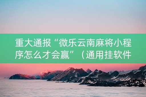 重大通报“微乐云南麻将小程序怎么才会赢”（通用挂软件多少钱)