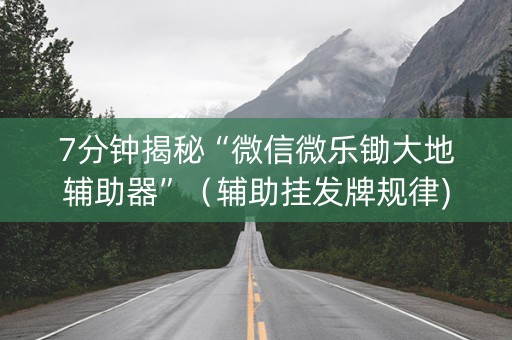 7分钟揭秘“微信微乐锄大地辅助器”（辅助挂发牌规律)