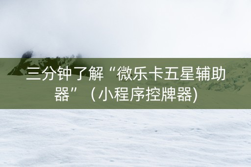 三分钟了解“微乐卡五星辅助器”（小程序控牌器)