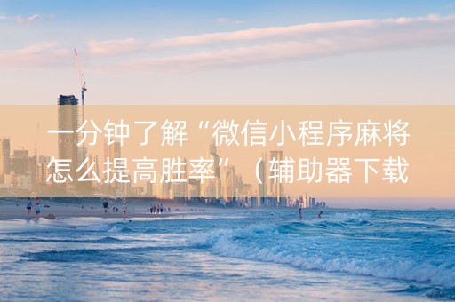 一分钟了解“微信小程序麻将怎么提高胜率”（辅助器下载)