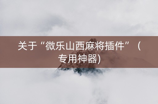 关于“微乐山西麻将插件”（专用神器)
