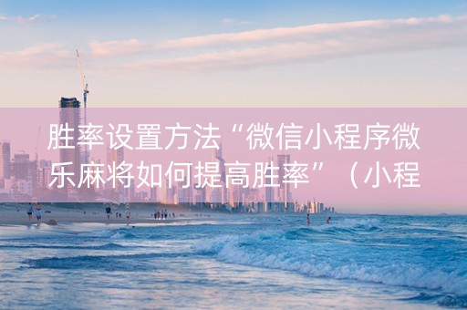 胜率设置方法“微信小程序微乐麻将如何提高胜率”（小程序控牌器)