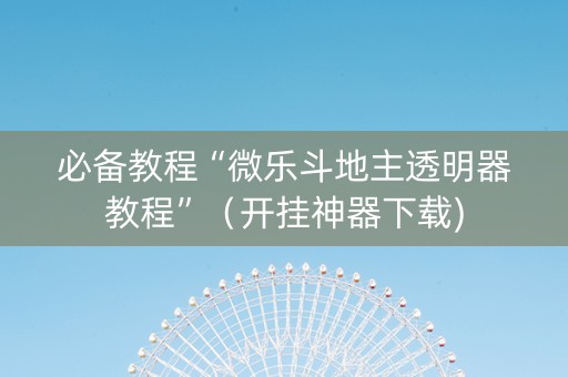 必备教程“微乐斗地主透明器教程”（开挂神器下载)