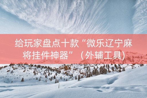 给玩家盘点十款“微乐辽宁麻将挂件神器”（外辅工具)