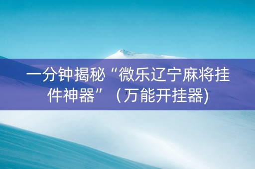 一分钟揭秘“微乐辽宁麻将挂件神器”（万能开挂器)