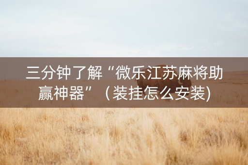 三分钟了解“微乐江苏麻将助赢神器”（装挂怎么安装)