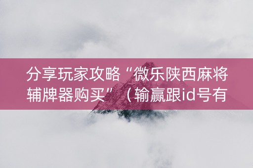 分享玩家攻略“微乐陕西麻将辅牌器购买”（输赢跟id号有关系吗)