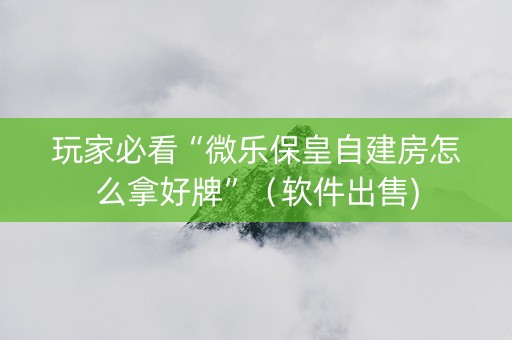 玩家必看“微乐保皇自建房怎么拿好牌”（软件出售)