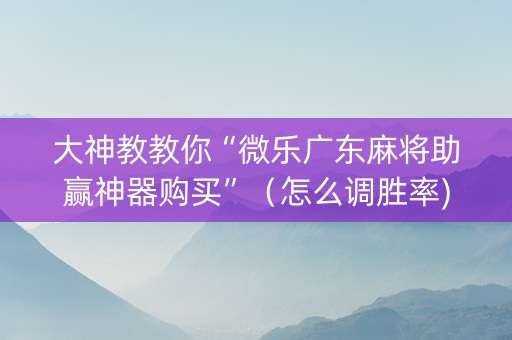 大神教教你“微乐广东麻将助赢神器购买”（怎么调胜率)