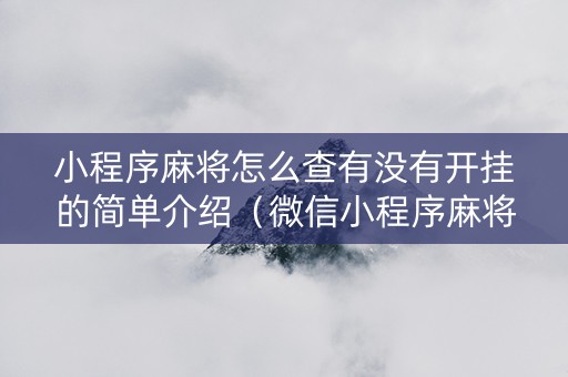 小程序麻将怎么查有没有开挂的简单介绍（微信小程序麻将怎么看之前的战绩）