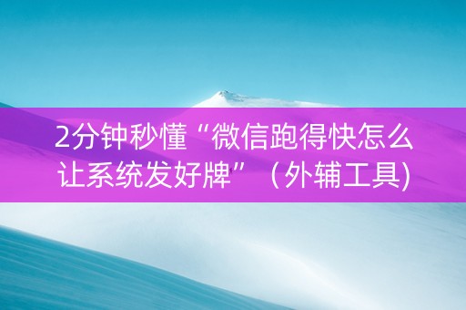 2分钟秒懂“微信跑得快怎么让系统发好牌”（外辅工具)