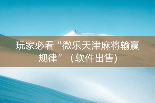 玩家必看“微乐天津麻将输赢规律”（软件出售)