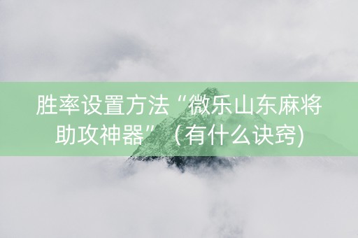 胜率设置方法“微乐山东麻将助攻神器”（有什么诀窍)