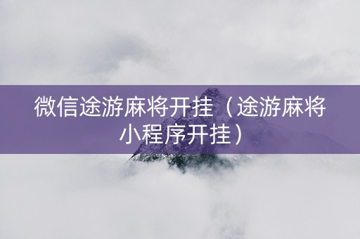 微信途游麻将开挂（途游麻将小程序开挂）