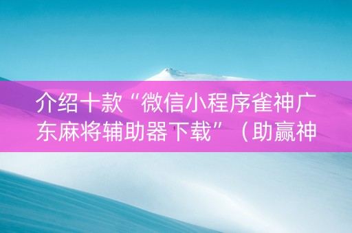 介绍十款“微信小程序雀神广东麻将辅助器下载”（助赢神器)