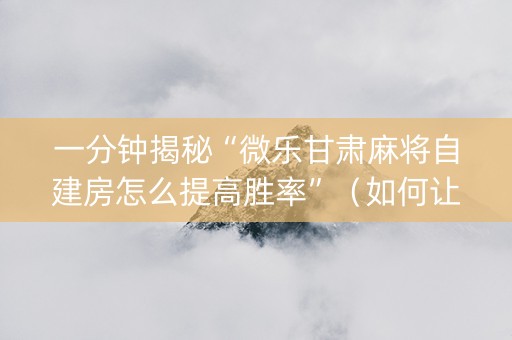 一分钟揭秘“微乐甘肃麻将自建房怎么提高胜率”（如何让系统发好牌)