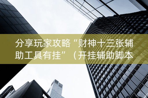分享玩家攻略“财神十三张辅助工具有挂”（开挂辅助脚本)