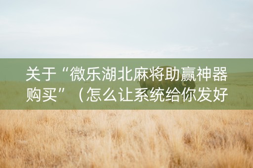 关于“微乐湖北麻将助赢神器购买”（怎么让系统给你发好牌)