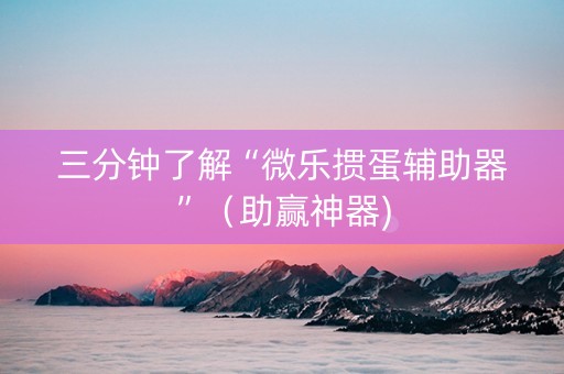 三分钟了解“微乐掼蛋辅助器”（助赢神器)
