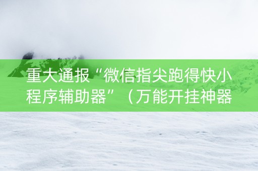 重大通报“微信指尖跑得快小程序辅助器”（万能开挂神器)
