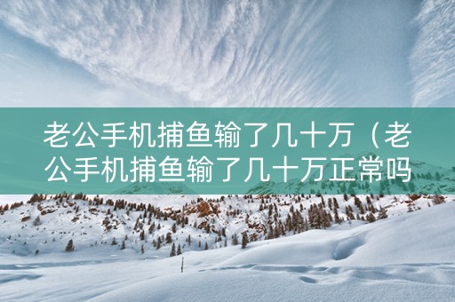 老公手机捕鱼输了几十万（老公手机捕鱼输了几十万正常吗）