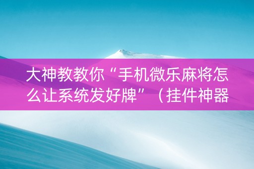 大神教教你“手机微乐麻将怎么让系统发好牌”（挂件神器)