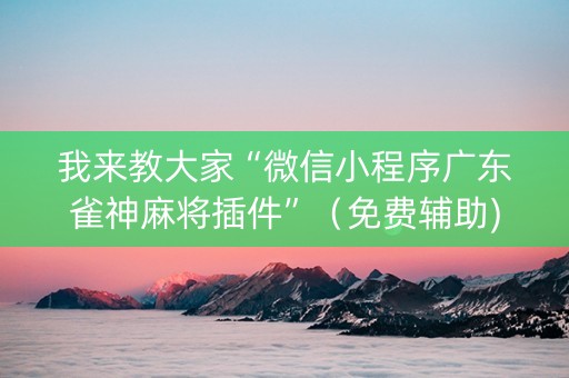 我来教大家“微信小程序广东雀神麻将插件”（免费辅助)
